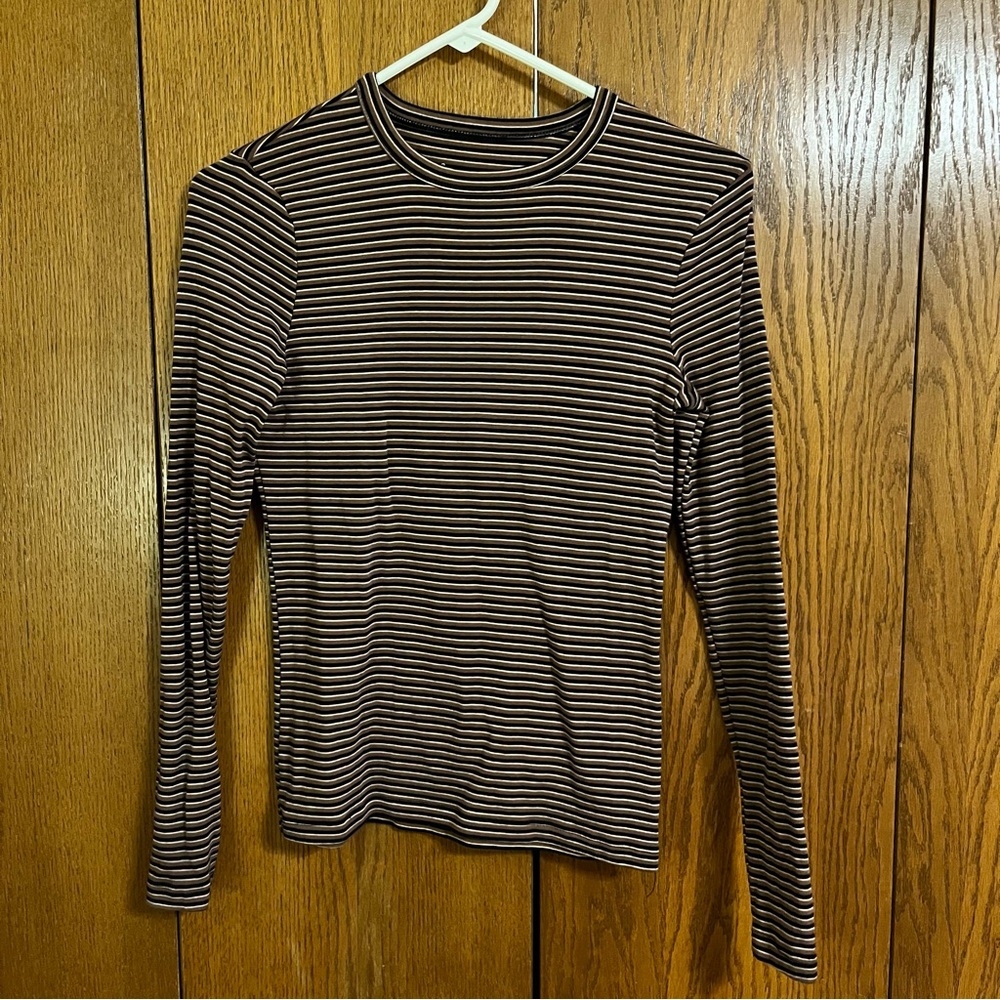A New Day Black and Brown Striped Top